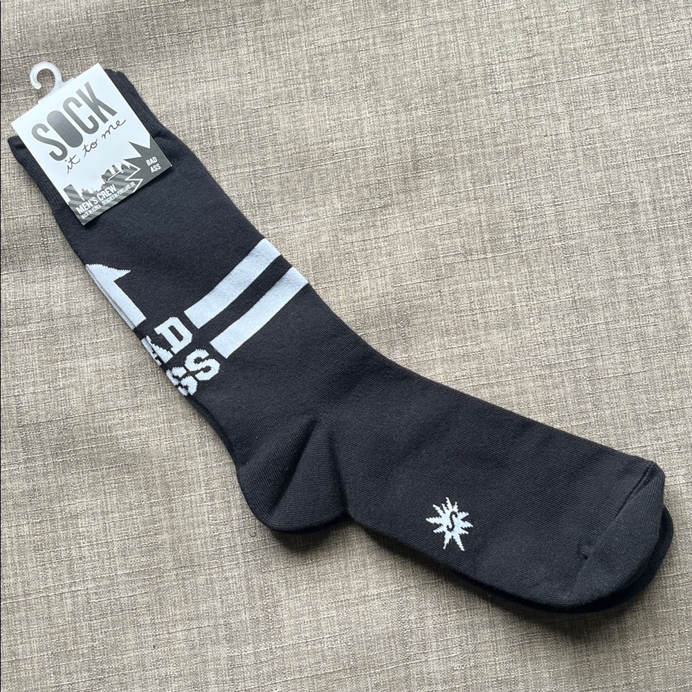 Sock it to Me Bad Ass Socks Black & White Men's Crew Novelty Gift Quirky